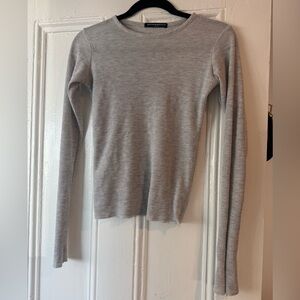 Brandy Melville Light Gray Waffle Knit Top